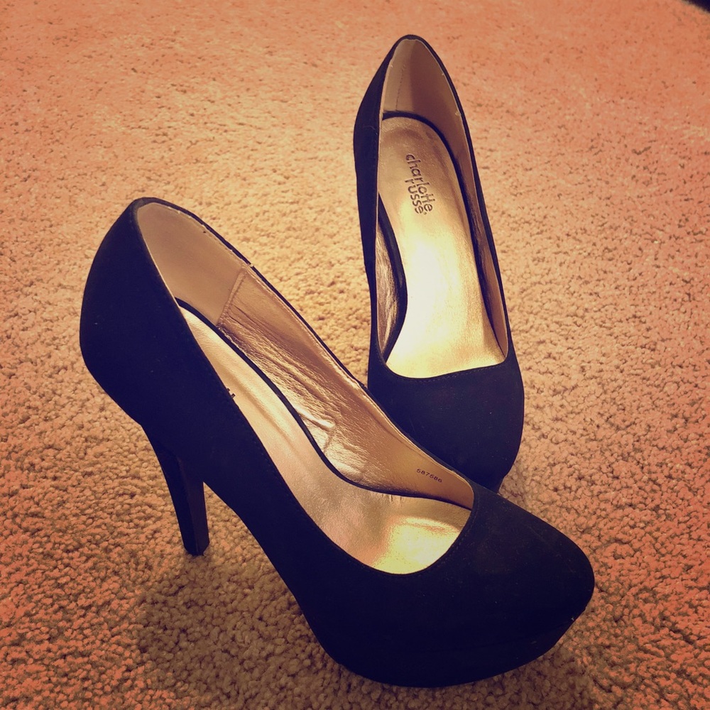 Black suede heels